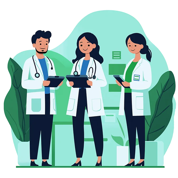 Illustratie van zorgprofessionals