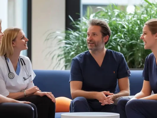 Groep zorgprofessionals in een zorginstelling. De ZZP'ers zijn geplaatst door ons als zorgbemiddelingsbureau